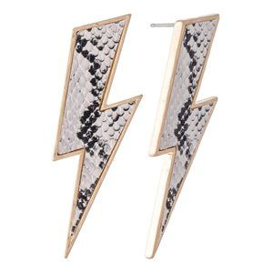 Snakeskin Lightning Bolt Earrings